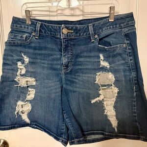 Lane Bryant Distressed Blue Denim Jean Shorts